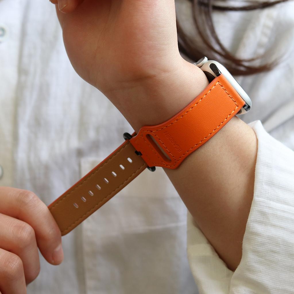 Egadeun Apple Watch Strap Leather Mandarin Compatible With All Se Models (7 6 5 4 3 2 1)