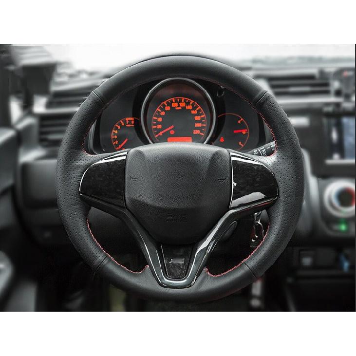Steering Wheel Switch Cover Trim For Honda Fit/Jazz 2014-2020 Black Wood Grain