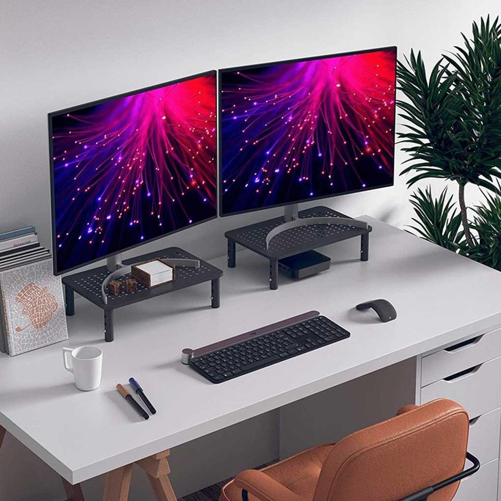 NANKIN black laptop monitor stand + drawer