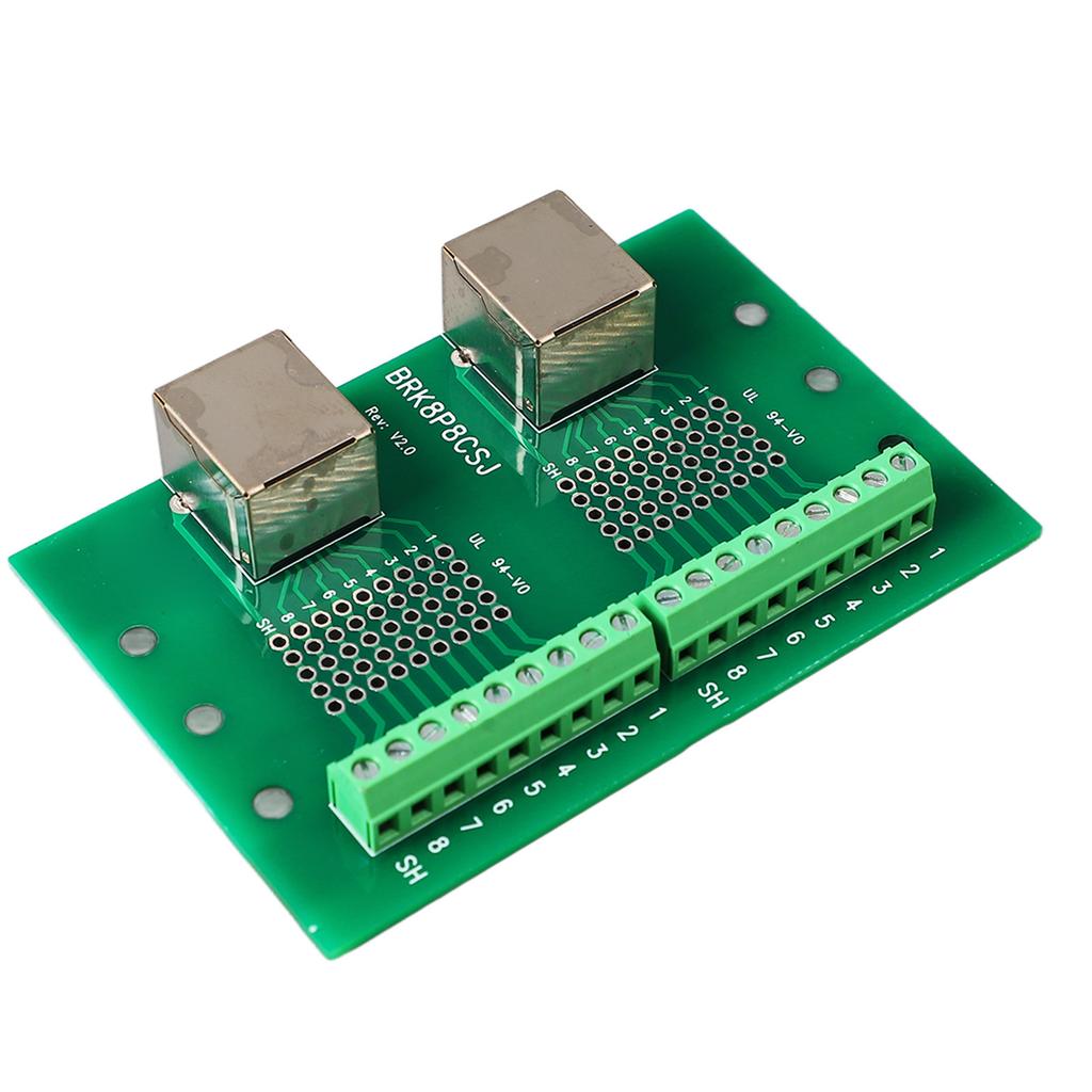 RJ45 Ethernet Connector Breakout Board Dual Network Port Input Screw Terminal Board with Bracket
