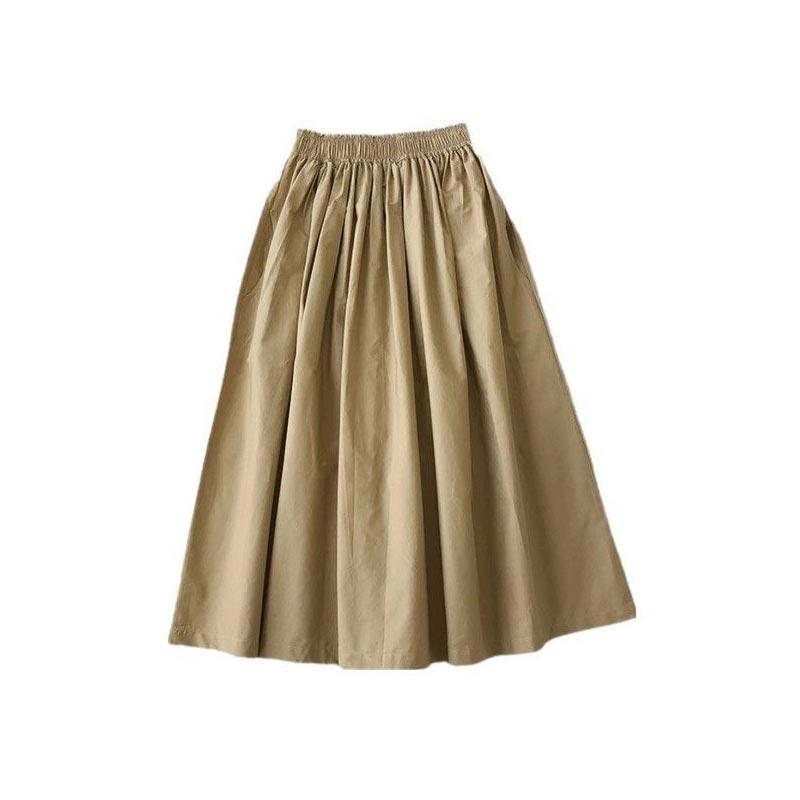 Модные женские юбки длиной до колен с карманами и складками — фото 9