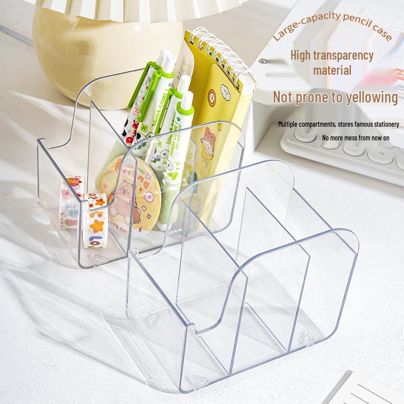 Transparenter Acryl-Stiftehalter mit mehreren Fächern - Kreativ, Große Kapazität, DIY Schreibtisch-Aufbewahrungsbox.