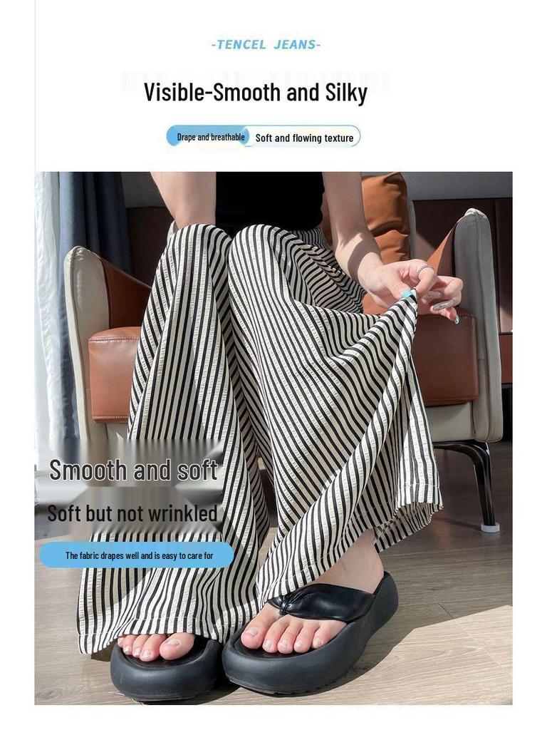Women's Striped High-Waisted Wide-Leg Pants - Summer 2025 Collection