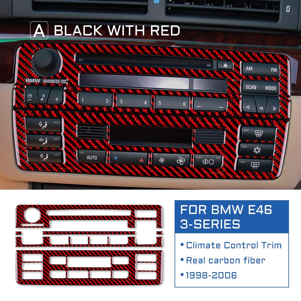Real Soft Carbon Fiber Center Console Trim for BMW E46 AC & CD Button Panel, Glossy Anti-Scratch Easy tall Upgrade