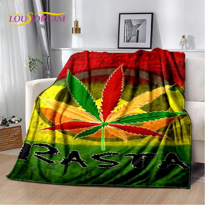 Bob Marley Reggae Music Jamaican Maple Leaf Plush Blanket,Flannel Blanket Throw Blanket for Living Room Bedroom Bed Sofa Picnic
