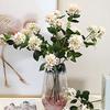 3 Branch Artificial Flower Bouquet with 3-Head Blooms Realistic Faux Silk Flower Bouquet with Stem for Wedding Party Home Office Decor