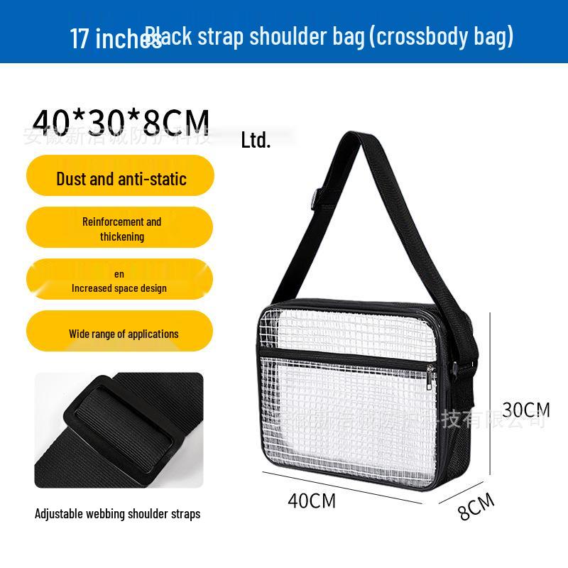 17" Antystatyczny Plecak z Siatki PVC Przezroczysty Czarny - Unisex Lekki Duża Pojemność Pyłoszczelna Torba
