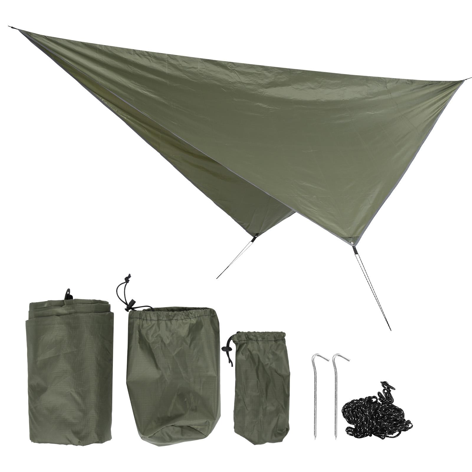 360x290cm Camping Cover Waterproof Multifunction Rhombus Canopy Beach Shade Cloth OD Green