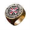 Anillos Dominantes de Caballeros Templarios para Hombres Color Plata Cruz Roja Incrustada Circonita Cúbica Anillo para Hombres Joyería Decoración