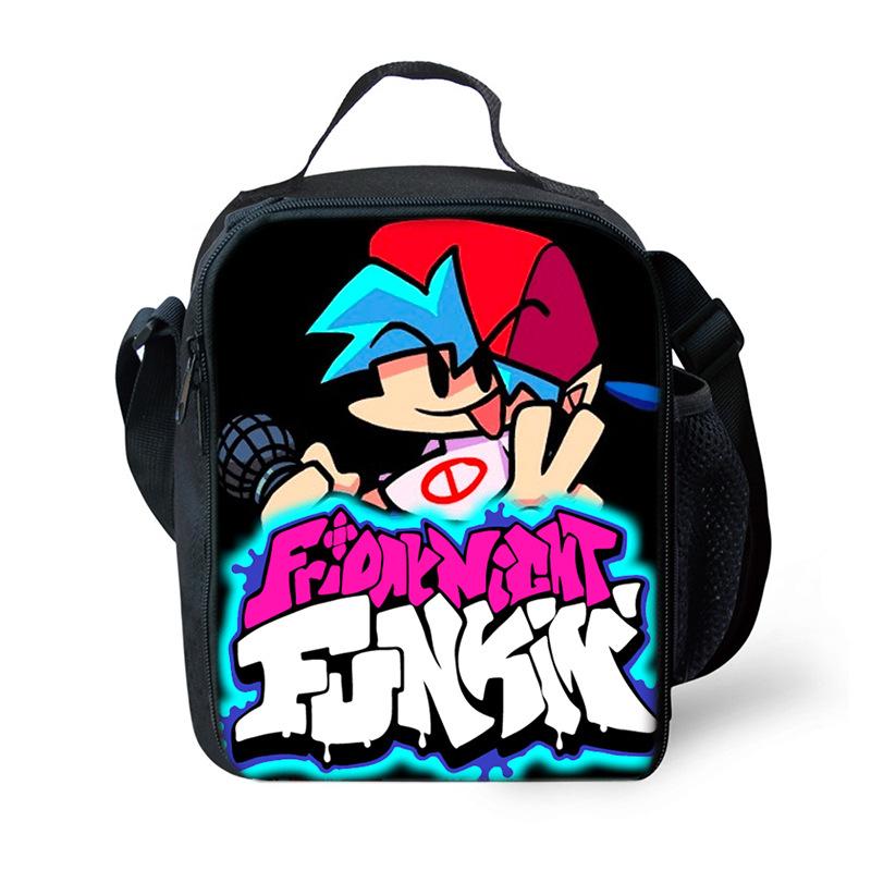 Classic Popular Novelty Funny Friday Night Funkin 3D Printed Picnic Bag Lunch Box Lunch Tote Bag School Food Bags