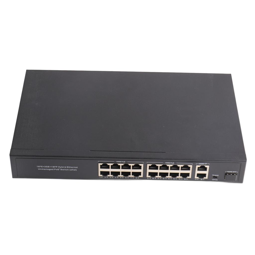 Ethernet Switch 16 Port 10100M Adaptiv RJ45 2 Uplink Gigabit für Computernetzwerke EU-Stecker