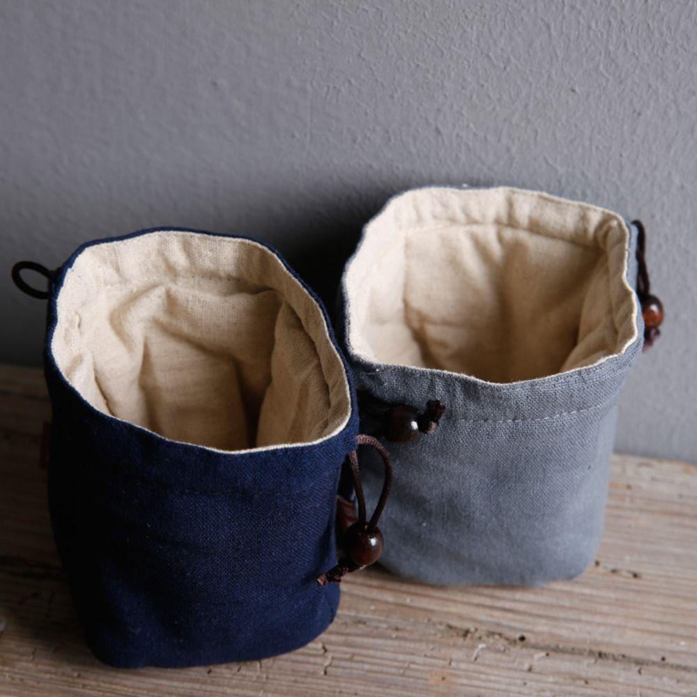 Pocket Cotton Linen Flower Pattern Teacup Bag Teaware Storage Bag Tea Tools Teapot Bundle Pocket