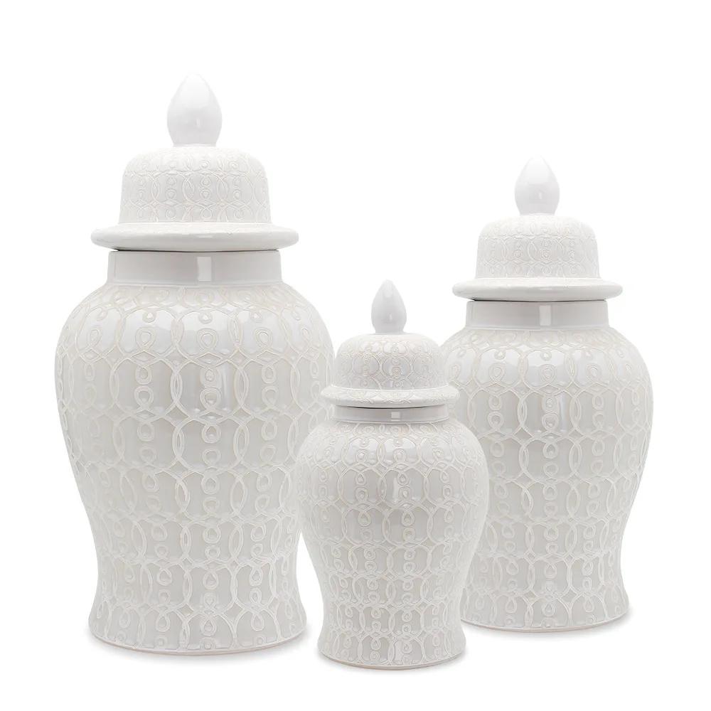 Flower Ceramic Storage Jar with Lids Porcelain General Jars Classical Tea Caddy Flower Vases Ginger Jar Vintage Home Decor