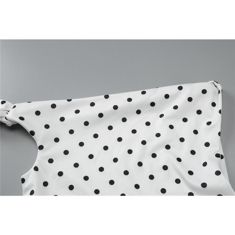 Tooxika Spring New Polka Dot Print Oblique Neck Strap Slim Fit Hip Dress