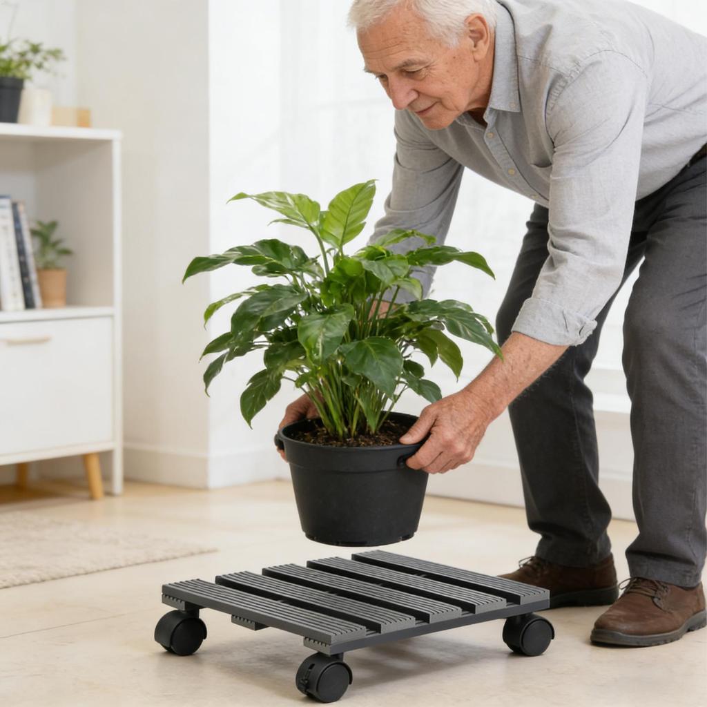 Flower Pot Tray Wheels Plastic Tray Heavy Duty Tree Flower Potted Planter Stand Rack Moving Trays with Rollers
