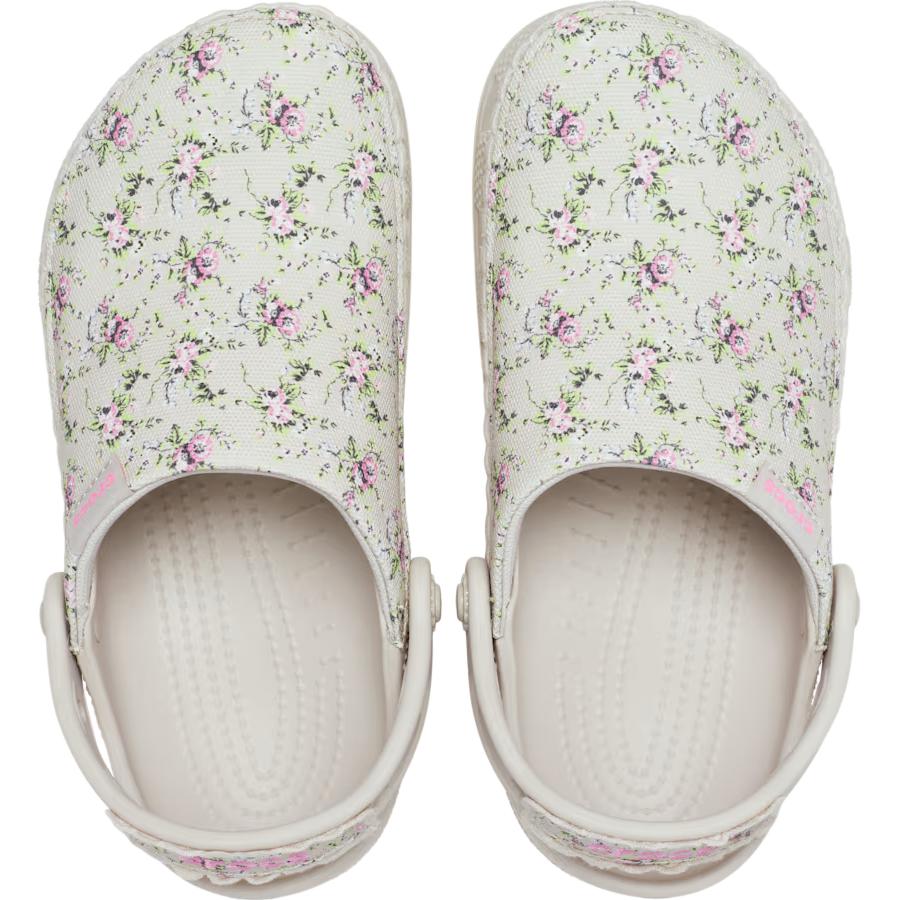 Crocs Classic Crafted Ditch Floral Clogs Comfortable Durable Supportive Outdoor Slippers Kids Clogs Cream 213974-2PL