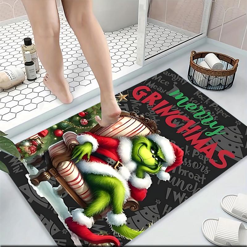 Grinch Christmas Celebration Carpet Rug Soft Washable Antislip Home Living Room Sofa Mats Personalized Christmas Rug