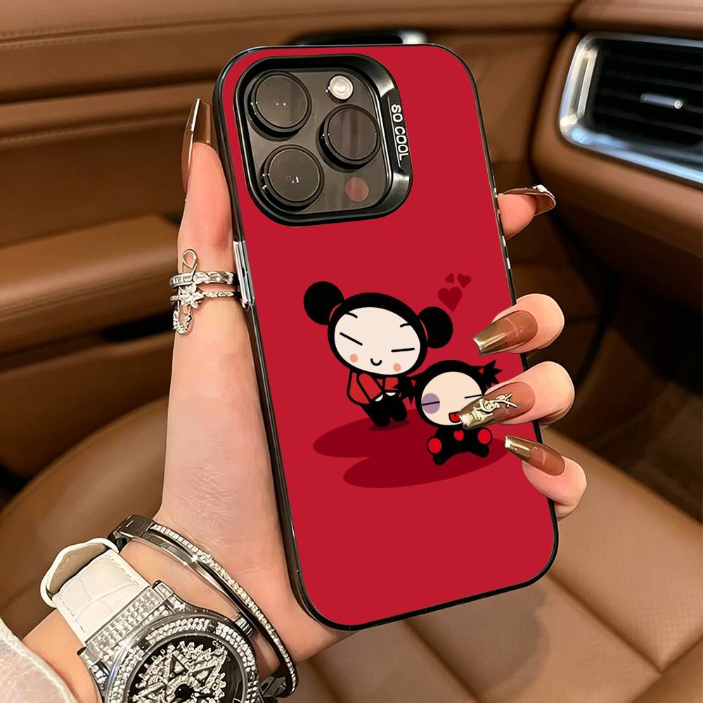Cute Cartoon Pucca Garu For iPhone 17 16 15 14 13 12 11 Pro Max XS 17 Air Silicone Colored Silver Bumper Cover