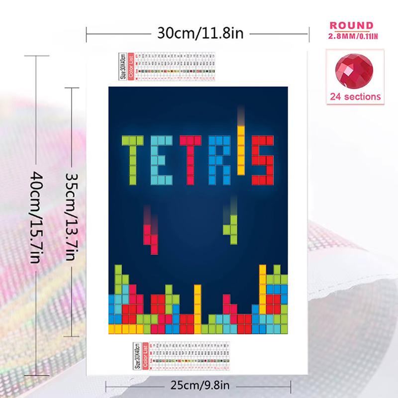 Tetris 100% Round Full Drill 5D DIY Diamond Painting Embroidery Cross Stitch Rhinestone Décor