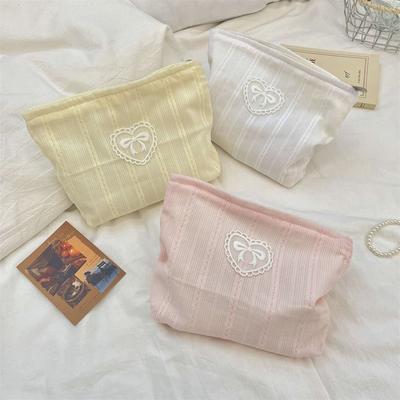 Fashion Candy Color Makeup Bag Bowknot Multifunctional Cosmetic Pouch Large Capacity Stationery Bag Travel