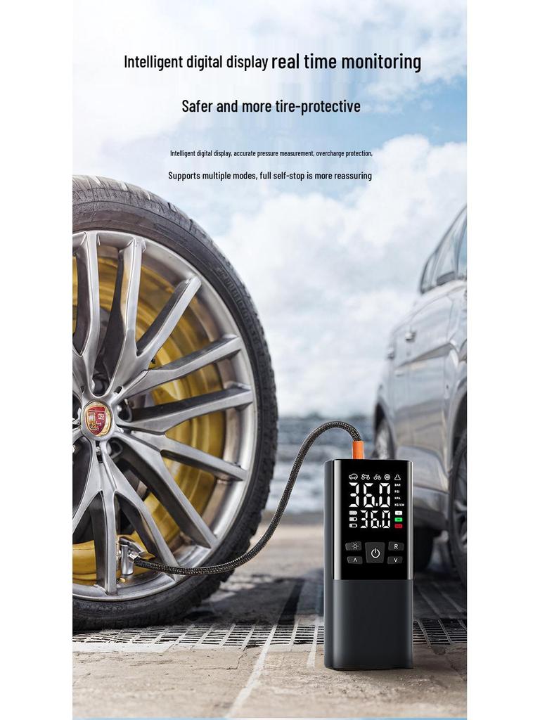 Portable Mini Wireless Car Tire Inflator with Digital Display