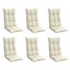 High Back Seat Cushions 6 Pcs Cream Oxford Fabric