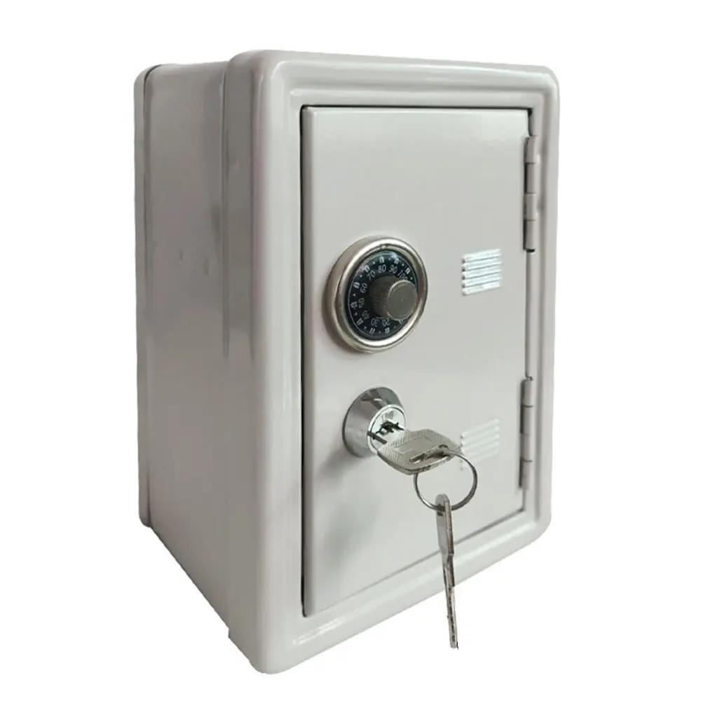 Mini Metal Safe Piggy Bank With Key Lock and Combination Children's Coin Piggy Bank Desktop Storage Box For Boys and Girls