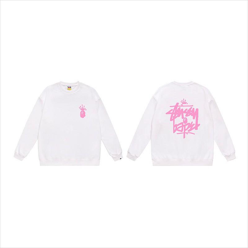 Unisex lässiger übergroßer Rundhals-Pullover mit Schriftzug-Print leichter Baumwoll-Hoodie