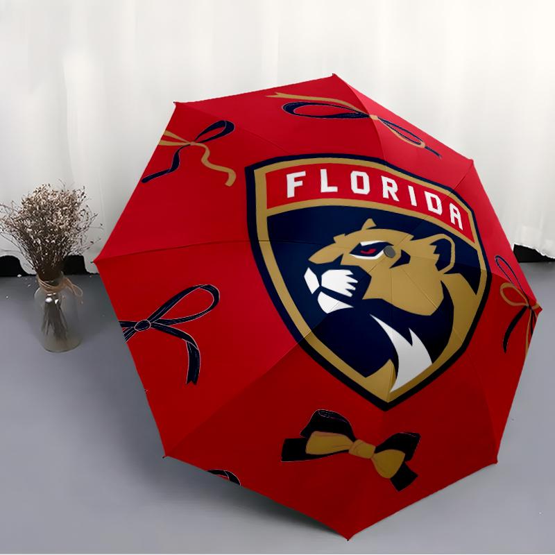 Florida Panthers Fashionable Automatic Opening/Closing Folding Umbrella. Portable and Foldable, Ideal for Gift, Travel, and Daily Use.