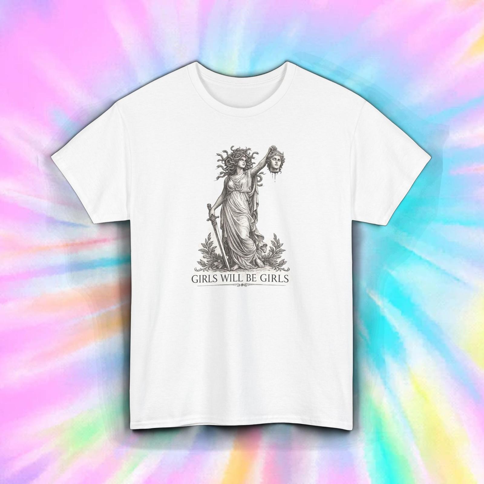 Girls Will Be Girls Medusa T-Shirt Greek Mythology Feminist Gothic Unisex Tee L