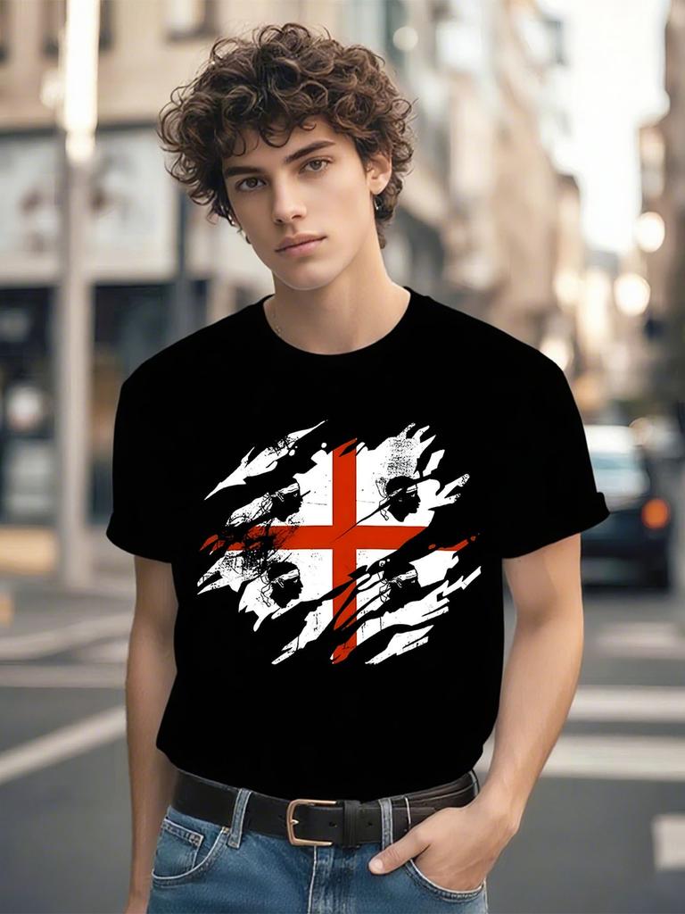 Heavyweight Tshirt - Black with Bold Crisscross Graphic