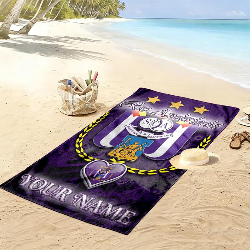 Name Custom RSC Anderlecht Print Beach Towel, Large Soft Quick Dry Towel for Beach Camping Swimming