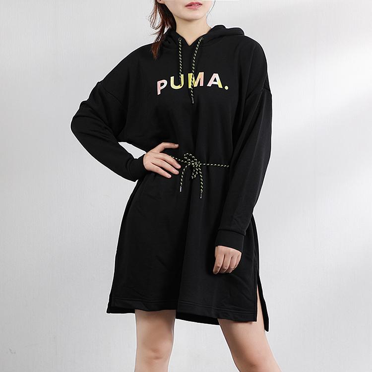 Puma Casual Sports Hoodie Dress Women Dresses Black 595954-01