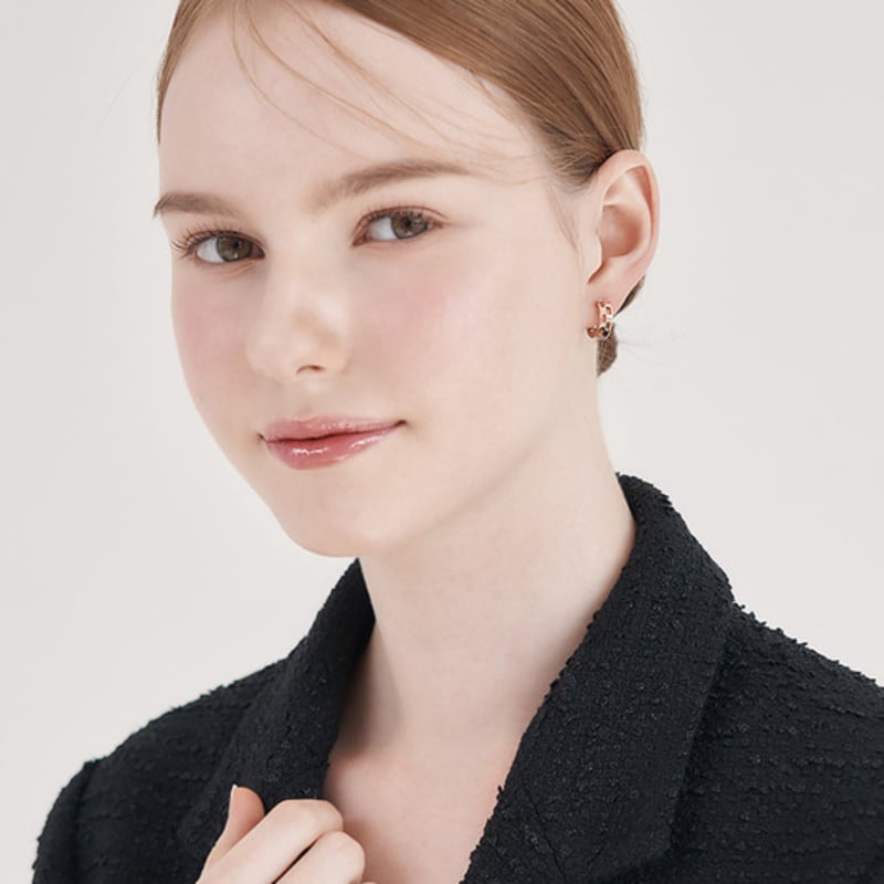 ELLE Schmuck 14K Quadratische Space One-Touch Ohrringe ELGPEE552