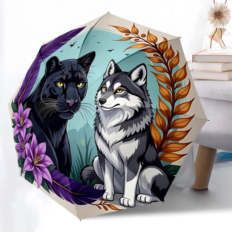 

1pc Panther Wolf Automatic Open/Close Umbrella - Compact Travel Umbrella, Gift for Birthday, Holiday yy260106005