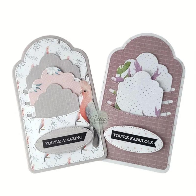 Label Pocket Metal Cutting Dies DIY Craft Carbon Steel Embossing Template Stencil Scrapbooking for Card Die Cuts Mold