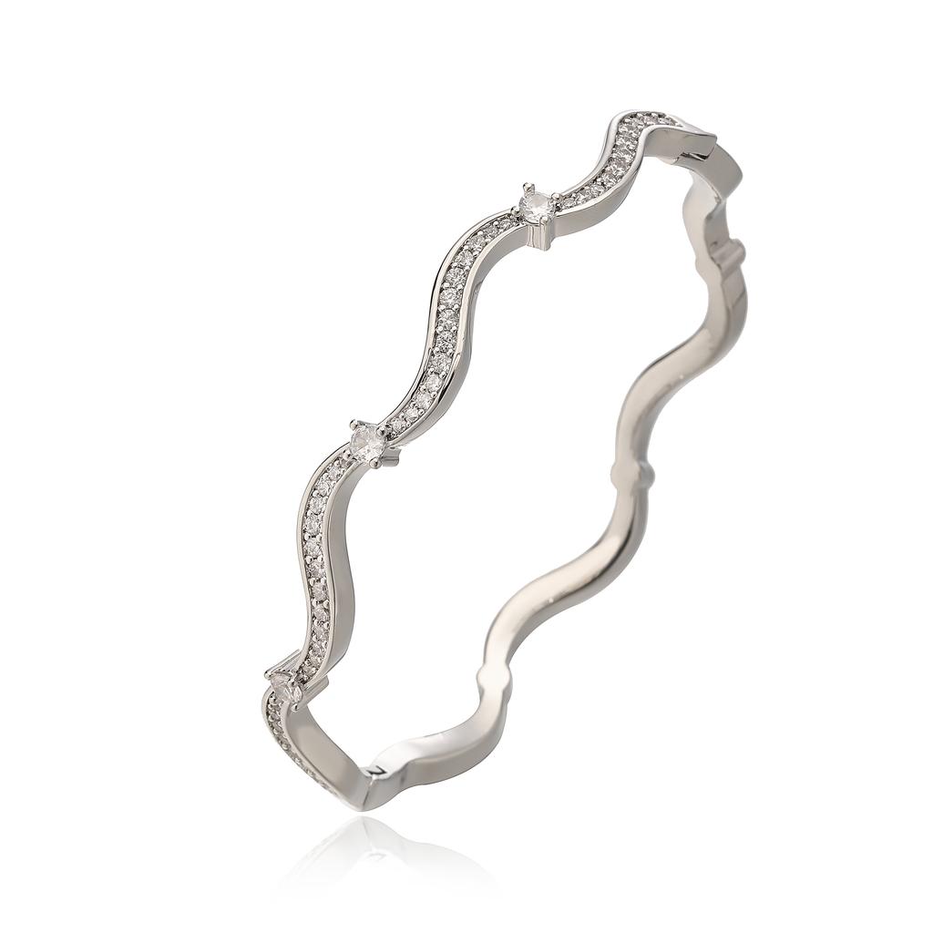 HECHENG,Korean Minimalist Style Fashion Wavy CZ Stone Chain Necklace/Bracelet/Ring Collar Zircon Gift Selection 1 Pc