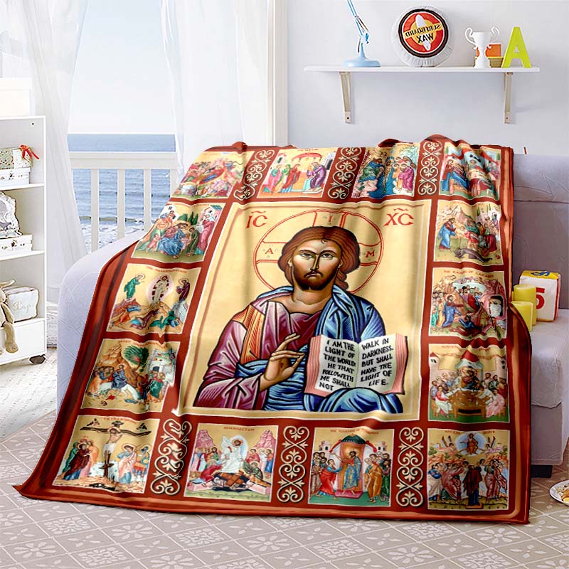 3D Modlitwa Święta Biblia Krzyż Jezus Miękki Flanelowy Koc do Łóżka Sypialnia Sofa Piknik, Narzuta na Pokrycie Wypoczynek Na Zewnątrz Drzemka Prezent
