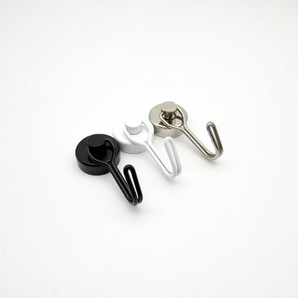 Rotating Silver Metal Magnetic Hook, No-Punch Installation, Strong Suction, Traceless Storage