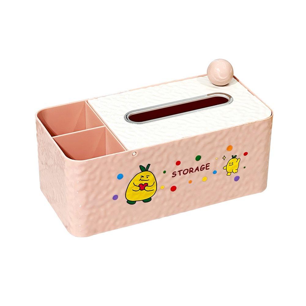 Multifunctional Tissue Box Cartoon Desktop Storage Box Cute Tissue Holder Home Office