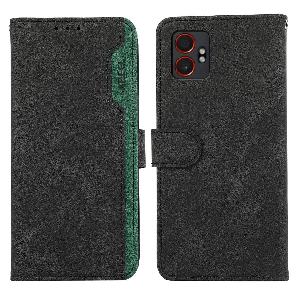 

ABEEL For Samsung Galaxy XCover7 Pro Case Color Splicing Leather Flip Phone Cover RFID Blocking Black