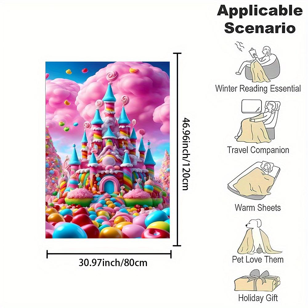 Rainbow Castle Flannel Throw Blanket Soft All Season No Pilling Couch Bed Camping Gift