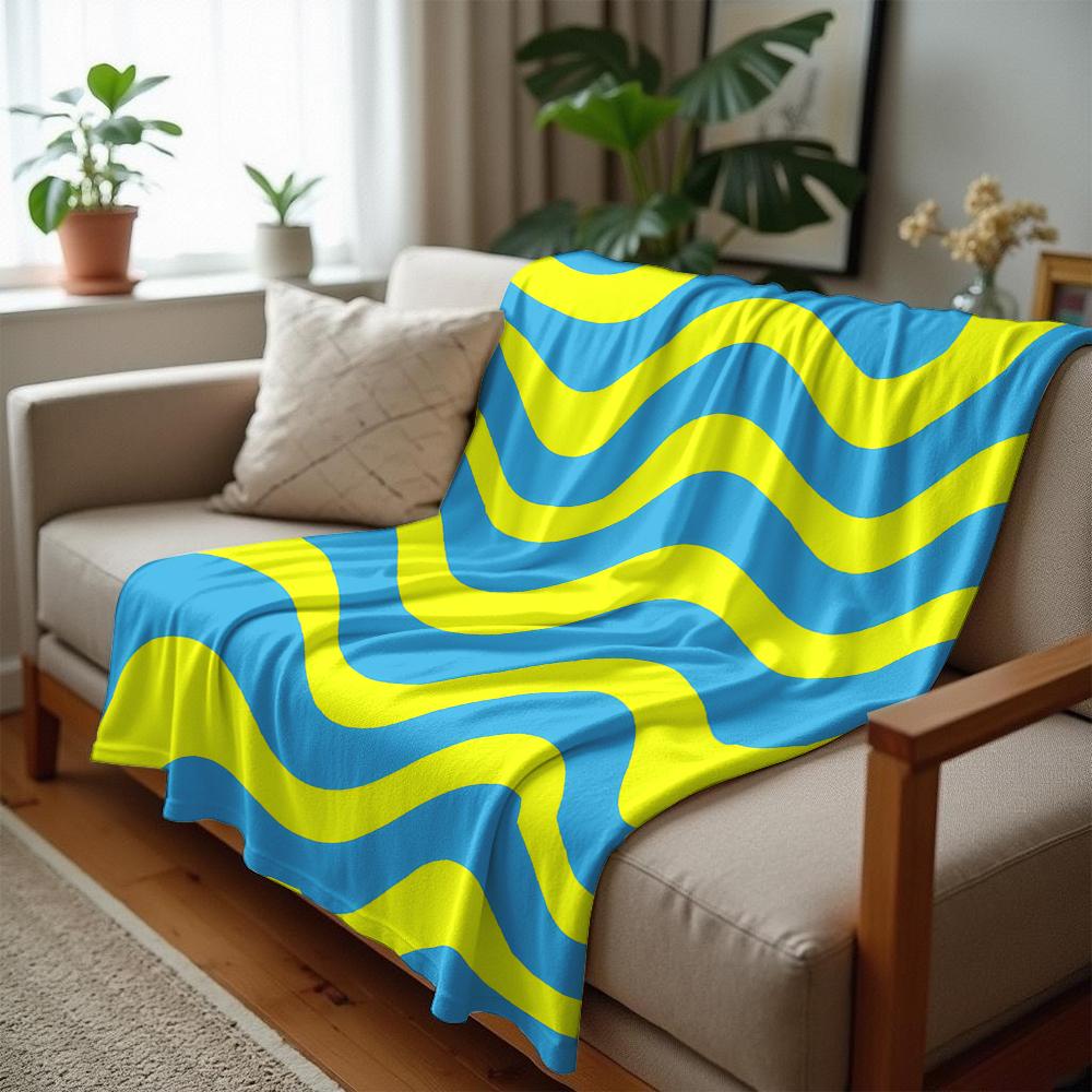 Cyan Yellow Swirl Lightweight Microfiber Soft Christmas Fleece Blanket Warm Cozy Throw For Bed Sofa Office Travel All Season