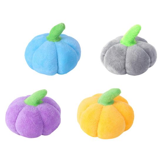 Puppy Squeaky Toy Pet Pumpkin Shape Plush Chew Toys Dog Interactive Reduces Boredom Squeaky Toy for Small Doggy