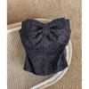 French Retro Bow Bandeau Bra Pad for Women's Outer Wear Design Niche Slimming Top Sweet Hot Girl Pure Desire