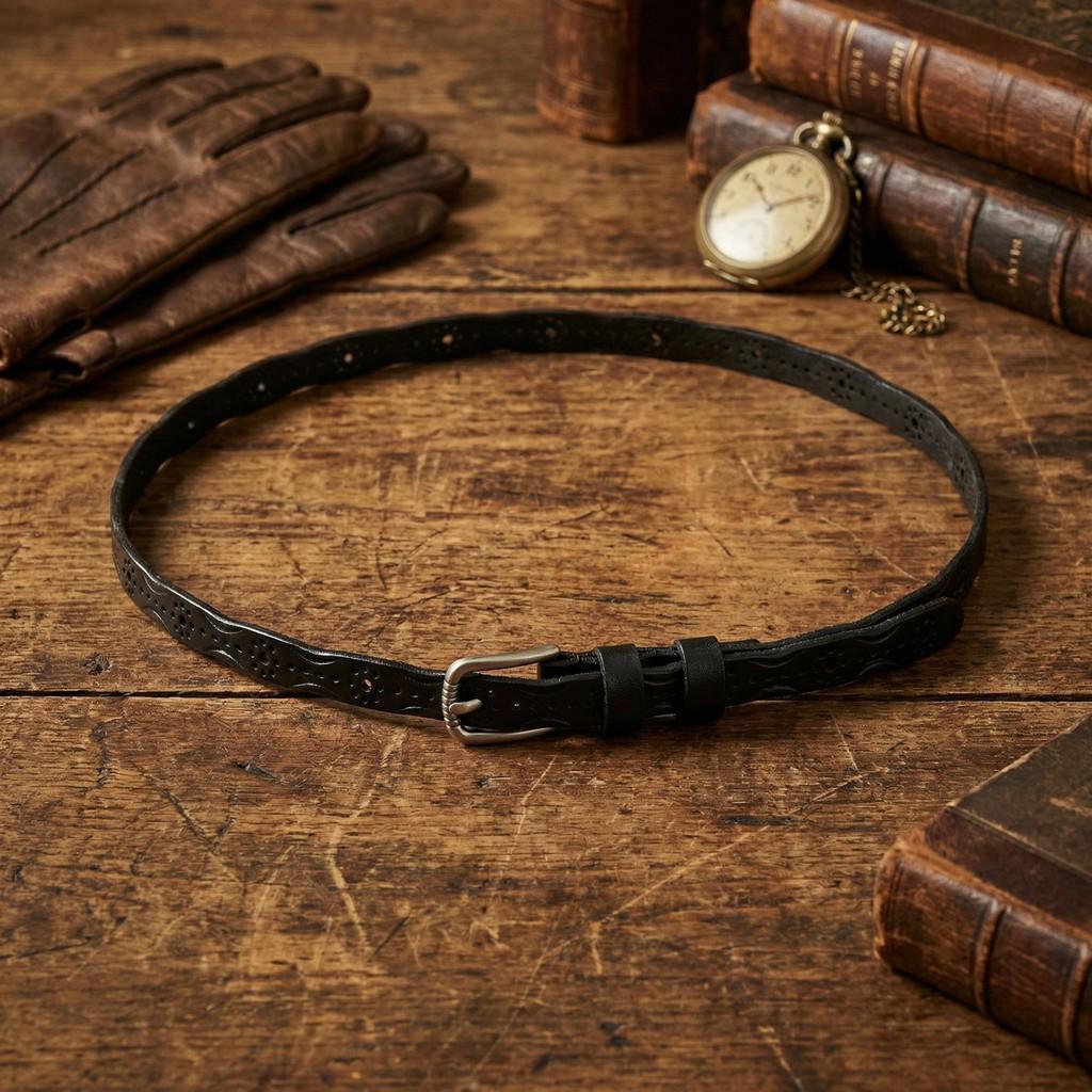 Women s Japanese-Style Thin Cowhide Leather Belt with Pin Buckle 110 cm