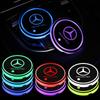 BAX1 1/2Pcs Luminous Car Coaster Water Cup Holder Pad Anti-slip Mat For Mercedes Benz AMG A B C S Class E GLA CLA GLB W447 W204 W205