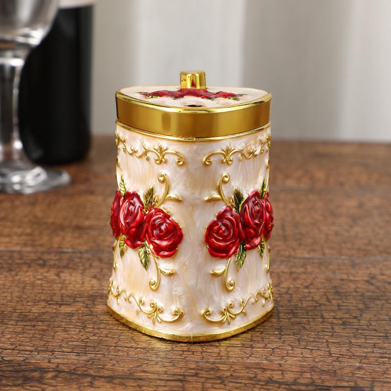 Retro Toothpick Holder Dispenser European Rose Flower Toothpick Dispenser Box for Kitchen Restaurant Toothpicks Home Decoration