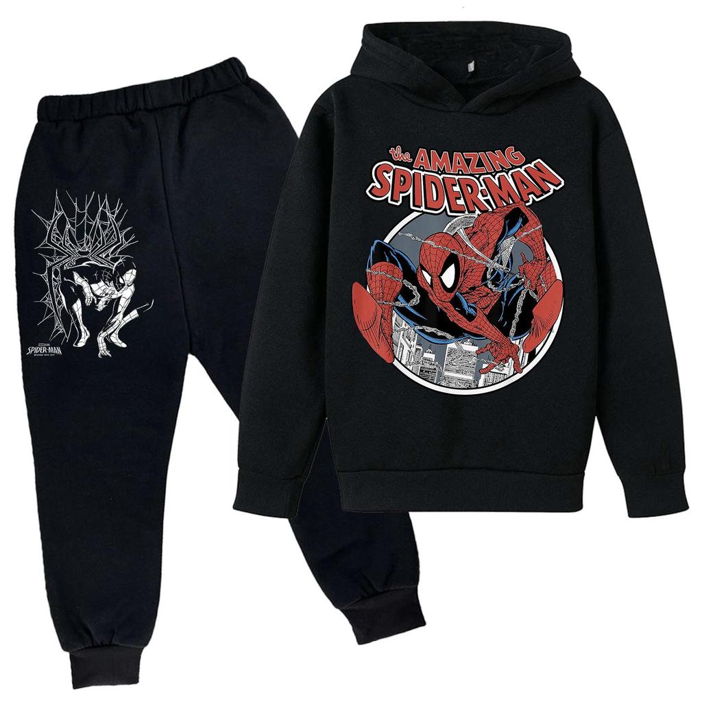 Kids Trendy Printed Pullover Hoodie and Sweatpants Set - Loose Fit Long Sleeve Casual 2 Piece Outfit