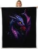 GUOYU Blanket Dragon Fleece Throw Blanket Japanese Ukiyoe Theme Sherpa Blanket Queen for Bed Sofa Couch Girls Japanese Style Plush Blanket